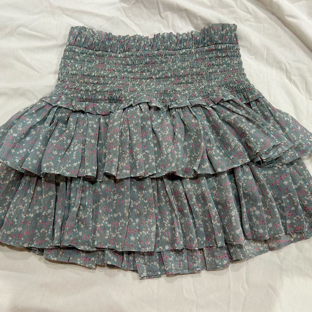 Muted green ruffle skirt